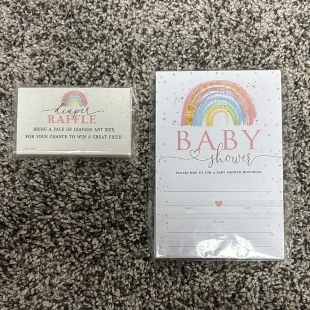 Rainbow Baby Shower Invitation Set